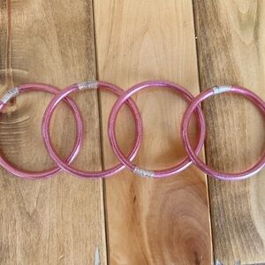 Plunder Design Trendy Fashion Jewelry Oralia Pink Silicone Tube Bracelet Set